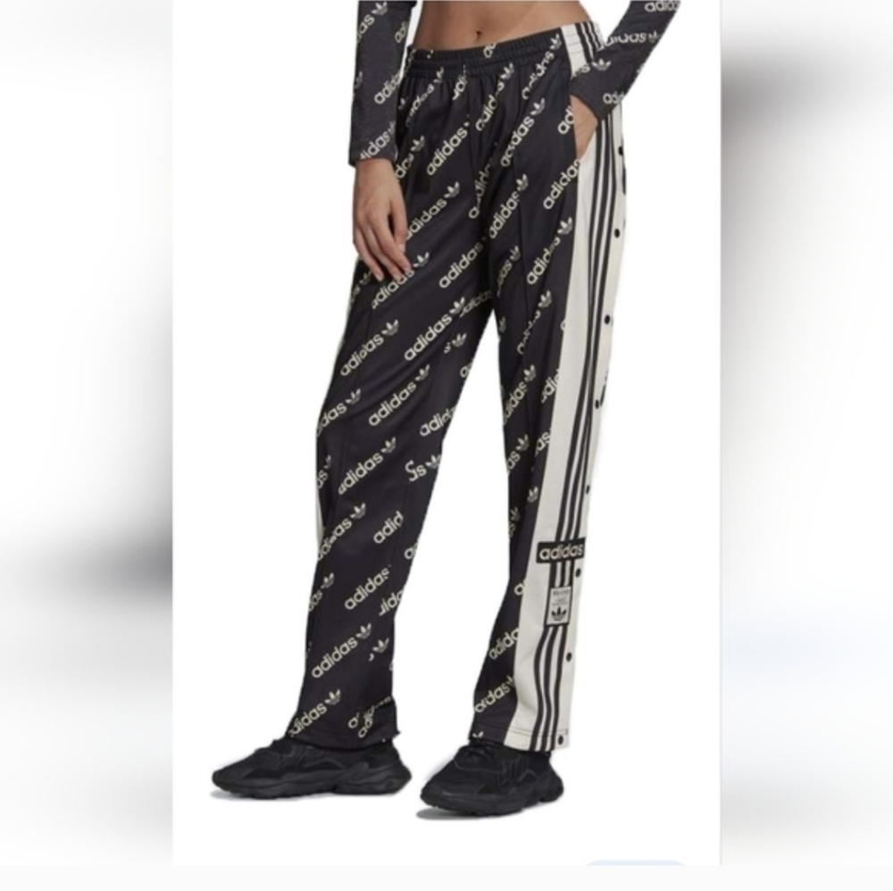 Adidas Black and Cream Patterned Joggers